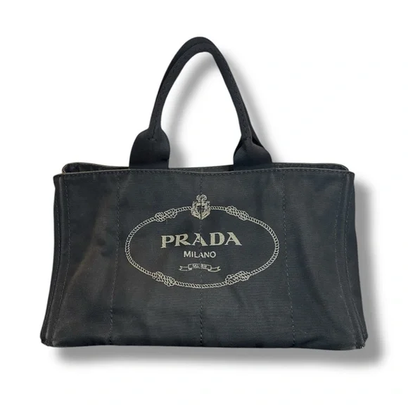 Prada Canapa Large GM Tote – Black Canvas Logo Bag - Picture 1 of 12